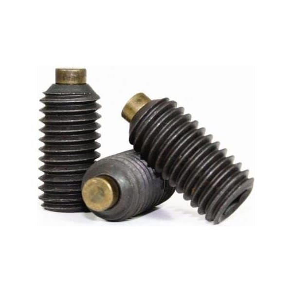 Newport Fasteners Socket Set Screw, Brass Tip, 1/4-28 x 3/16", Alloy Steel, Black Oxide, Hex Socket , 100PK 994068-100 - main